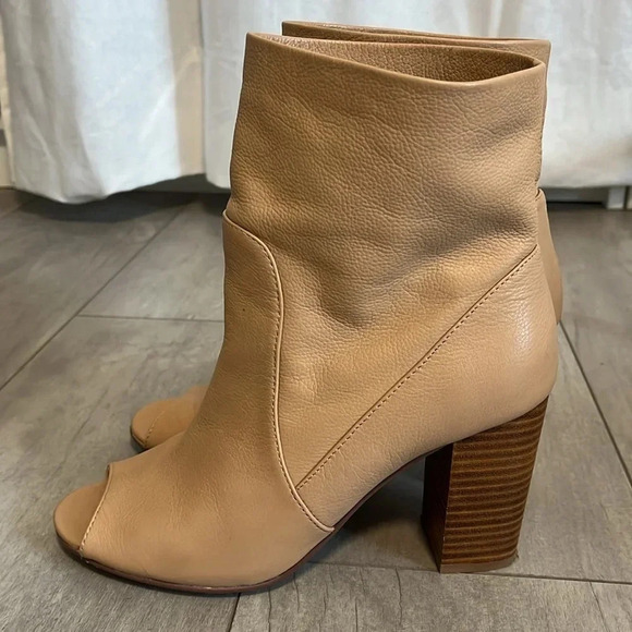 Soft Leather Peep Toe Sock Booties, Size 8.5 - Picture 4 of 9